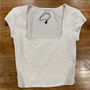 Garage Portia Square Neckline White Tee